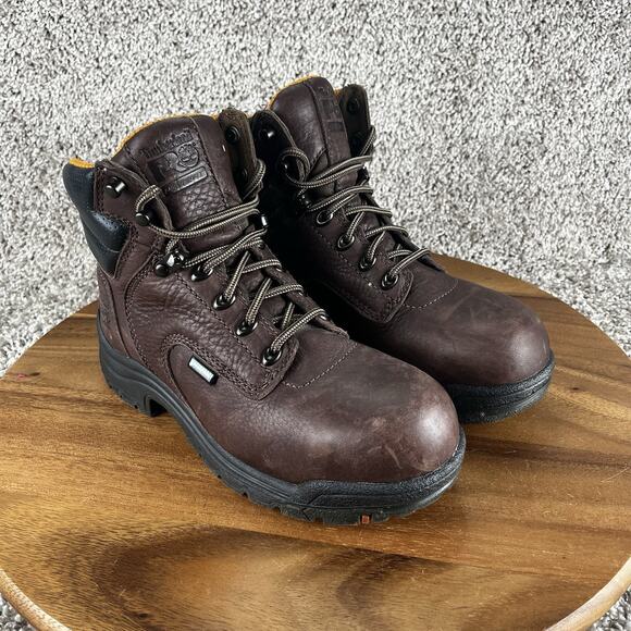 Timberland Pro 358 Titan WOMENS 7.5 M Brown Leather Lace Up Comp Toe Work Boots - Picture 1 of 11